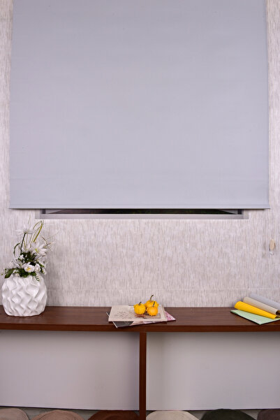 Setekshome Gri Karartma Düz Etek Dilimsiz P 1090 Blackout Zebra Stor Güneşlik Perde