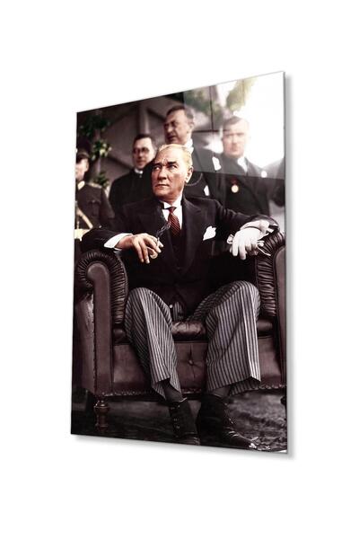 idealizbiz Ataturk staklena slika, 4mm izdržljivo kaljeno staklo, Ataturk sta...