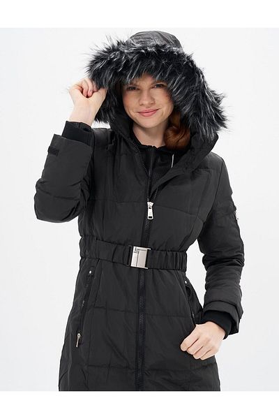 Kayra Black Hooded Goose Feather Padded Coat