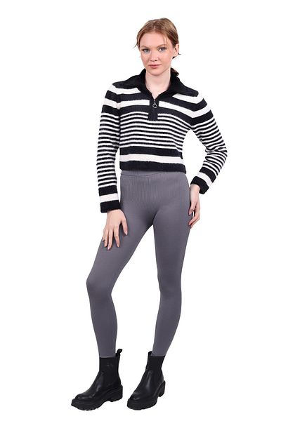 Rays Pulover negru moale - 6619 cu detaliu cu fermoar