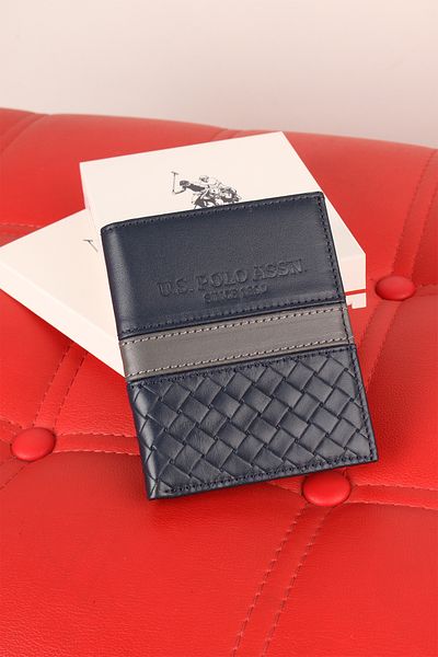 U.S. Polo Assn. ΒΑΣΗ. POLO ASSN. 24010-24011-24012 Θήκη κάρτας πορτοφολιού από γνήσιο δέρμα Navy Blue