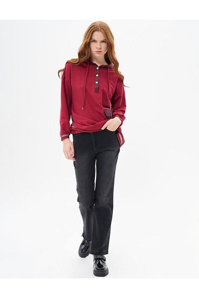 Kayra Red 3 Thread Shiny Stone Sweatshirt