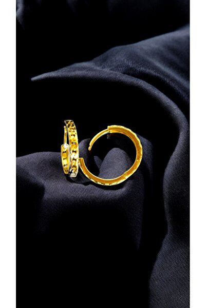 BEYZA DERELİ TAKI AKSESUAR 22 Ayar Fiziki Altın Kaplama Zincir Halka Küpe