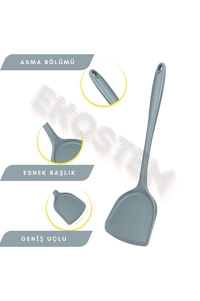 Ekostem Ultra Hard and High Heat Resistant Wide Tip Silicone Spatula - Gray 1 Piece