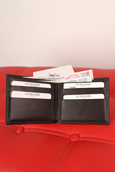 U.S. Polo Assn. ΒΑΣΗ. POLO ASSN. 24022-24023-24630 Θήκη κάρτας πορτοφολιού από γνήσιο δέρμα καφέ
