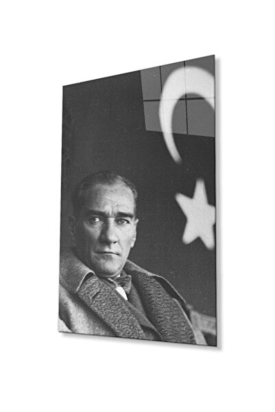 idealizbiz Ataturk staklena slika, 4mm izdržljivo kaljeno staklo, Ataturk sta...
