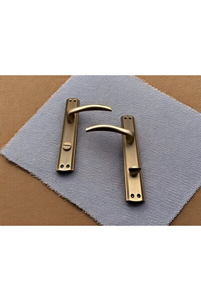 KOLDOOR Trim Mat Antik Sarı Aynalı Wc Banyo Kapı Kolu Wcye Giriş Yaparken Sağ Elle Açılır 1 Takım