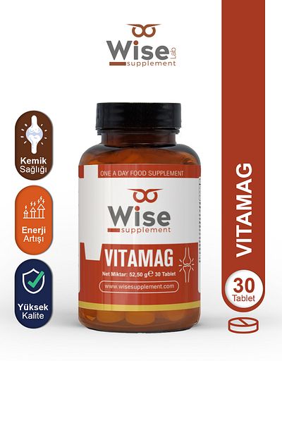 WiseLab Vitamag Magnesium Vitamin B6 Vitamin K2 Vitamin D3 30 Tablets