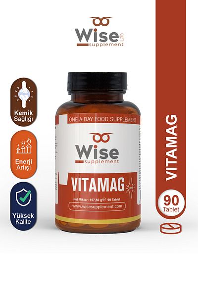 WiseLab Vitamag Magnesium Vitamin B6 Vitamin K2 Vitamin D3 90 Tablets