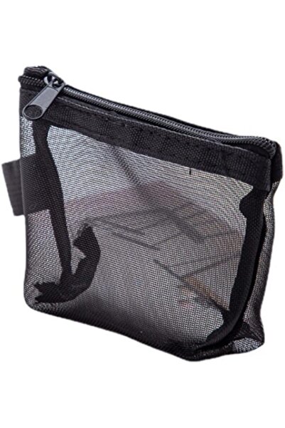 Arabest Mesh Cosmetic Bag, Home Office Travel Accessories Organizer Nylon Zipper Pock (Black)