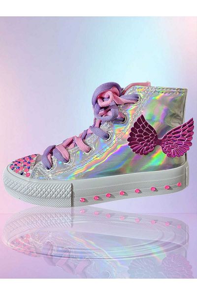 LİASSHOES Pink Rhinestone Shiny Sneakers for Girls - 26/30 Light, Zip-Up Sneakers