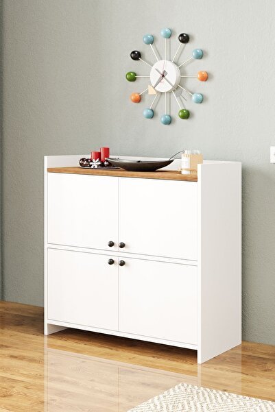 AEKA AE-3060 FORUM BEYAZ/ÇAM 4 KAPAKLI, 4 RAFLI, AYAKKABILIK, ÇOK AMAÇLI DOLAP, KAHVE KÖŞESİ, BALKON