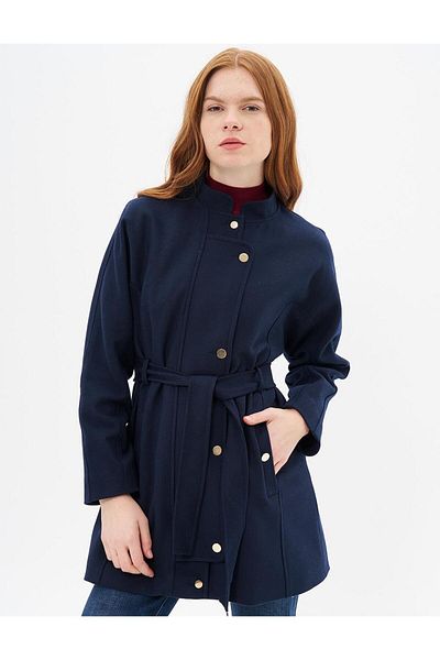 KYR Παλτό με ζώνη με γιακά δικαστή Σκούρο Navy Blue