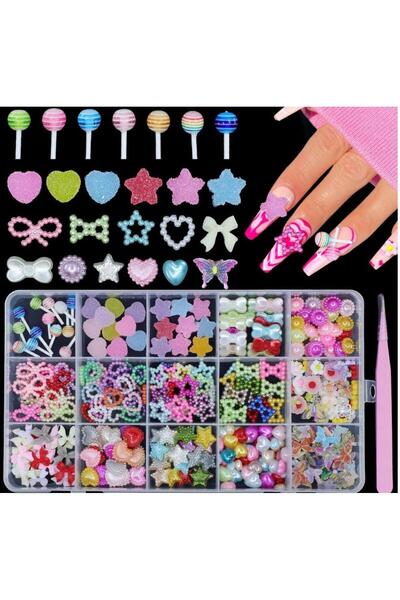 Fontenay 15 Farklı Çeşit 3D Tırnak Süsleri Tırnak Charm Nail Charms Nail Art ...