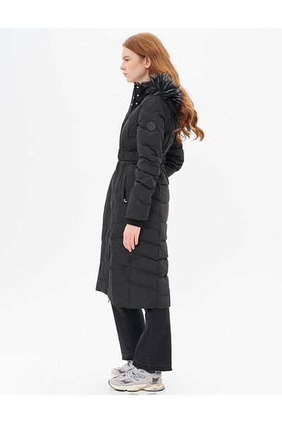 Kayra Black Goose down Padded and Belted Coat