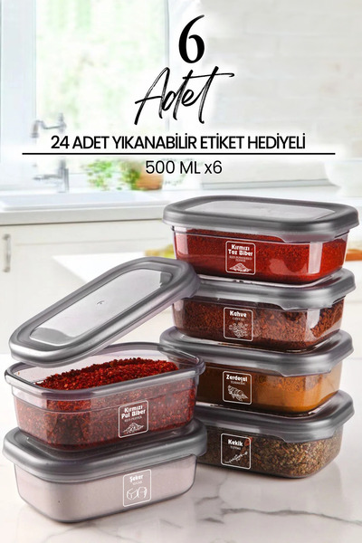 Kitchen Life مجموعة تخزين مستطيلة شفافة من أنثراسايت سعة 500 مل - مجموعة أدوا...