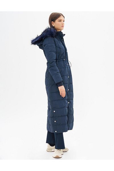 Kayra Faux Fur Goose down Coat Navy Blue