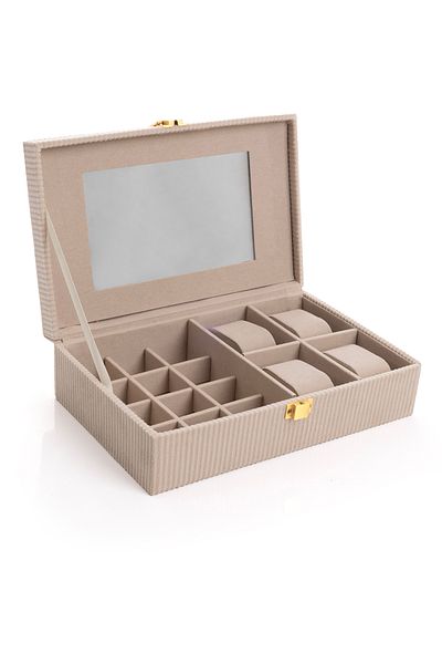 Ecrou Καθρέφτης Ecru Velvet Jewelry, Organizer, Κουτί κοσμημάτων 25 X 16 X 7 εκ.