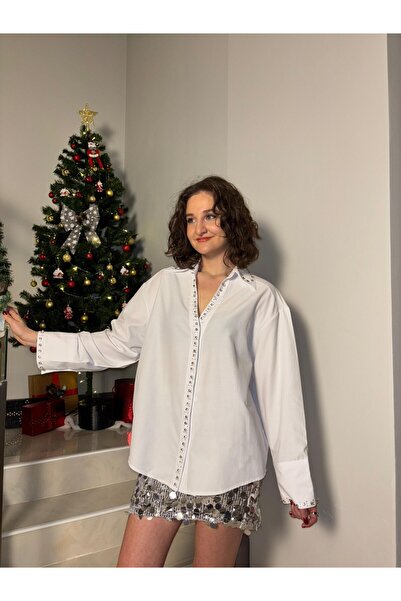 Butik Brand Model Stone Detailed Popover Shirt