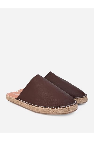 Styli Textured Faux Leather Espadrille Mules