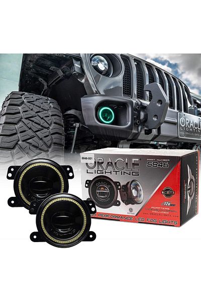 oracle مصابيح ضباب LED لسيارة Jeep Wrangler JL وGladiator JT مقاس 18-24 بوصة مع هالة وSahara وColorSHIFT وبدون وحدة تحكم