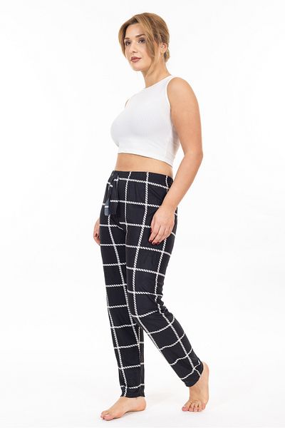 TAMPAP Pantaloni de pijama de damă din piele intoarsa cu model texturat