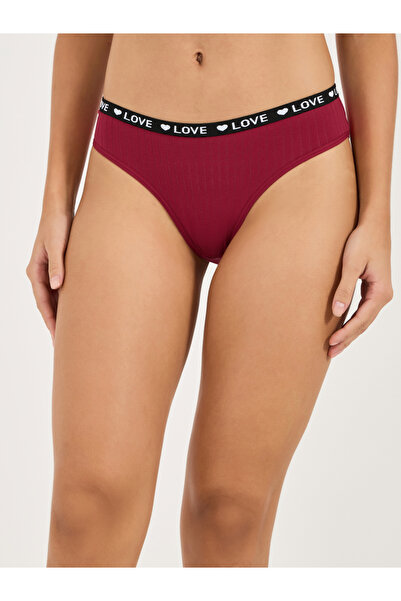 Styli Pack of 5 - Love Text Elastic Ribbed Cotton Bikini Brief