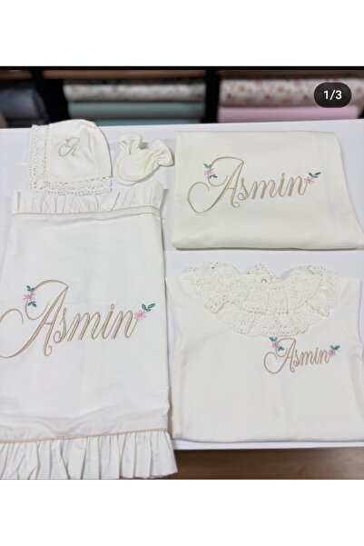 GAYE EV TEKSTİLİ 5 li İsim Nakışlı Hastane Çıkışı Seti