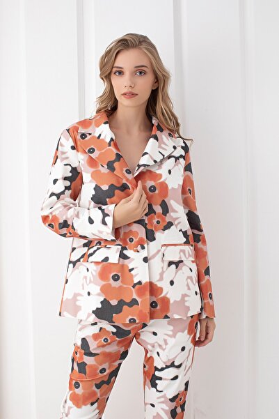 SHUBBAGS Kadın Çiçek Desenli Dokuma Pamuk Cepli Pantolon