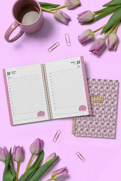 denden Spiralli 2025 Lilac Tulipa Agenda, 17x24 см