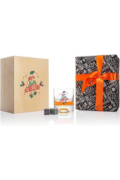 STOREMAX Jvnnastore New Year's Message Wooden Boxed Whiskey Glass Set 646268