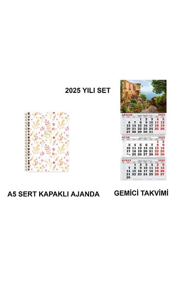 KESKİN COLOR Agendă săptămânală 2025-A5 cu copertă rigidă și calendarul marinarului