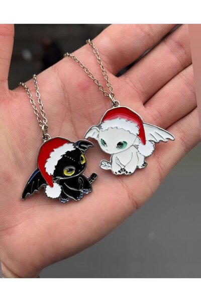 Herşey Nota 2 Adet Yılbaşı Konseptli Ejderhanı Nasıl Eğitirsin Çiftli Kolye D...