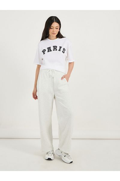 Styli Oversized Paris Print T-Shirt with Turn-Up Sleeves