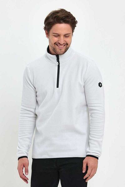 Exuma Bărbați cu jumătate de fermoar - fleece - alb