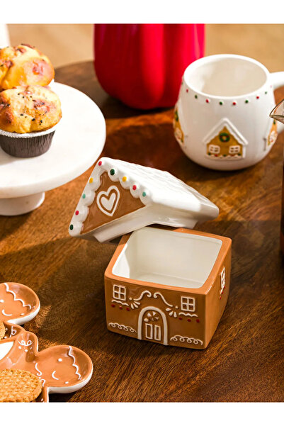 LC Waikiki Lcw Home Brown Christmas Themed Ceramic Storage Container