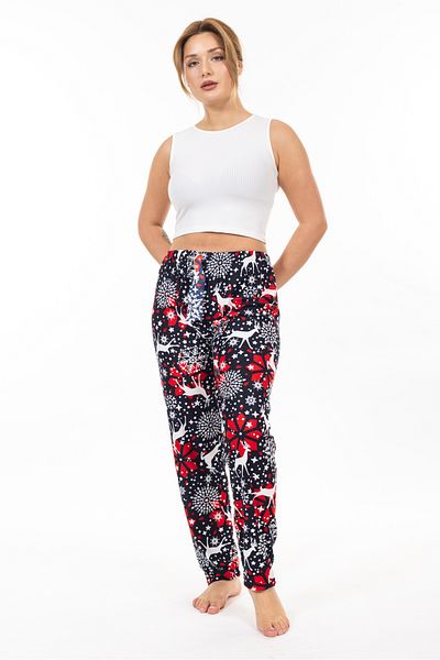 TAMPAP Pantaloni de pijama de damă din piele intoarsa cu model texturat