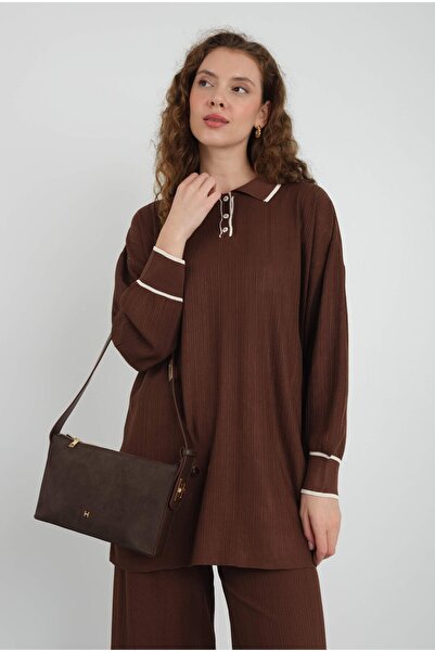 HEQA Stripe Detailed Knitwear Bitter Brown