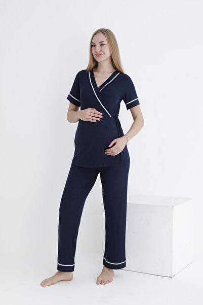 Miss Dünya Lissa Set de pijamale pentru gravide și postpartum, cu mânecă scur...