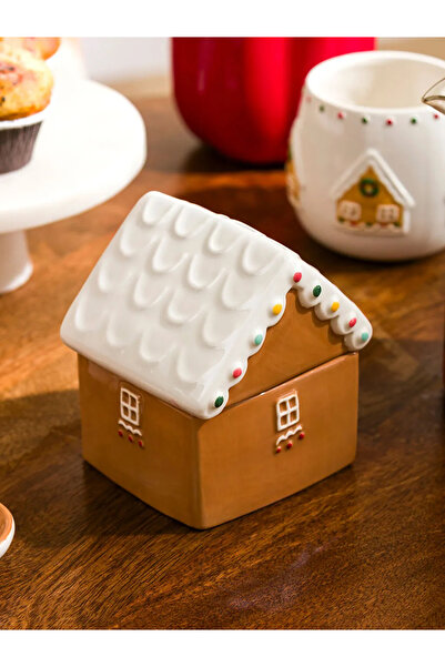 LC Waikiki Lcw Home Brown Christmas Themed Ceramic Storage Container