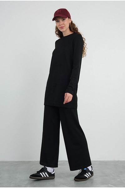 HEQA Black Basic Knitwear Crew Neck