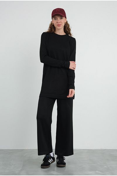 HEQA Black Basic Knitwear Crew Neck