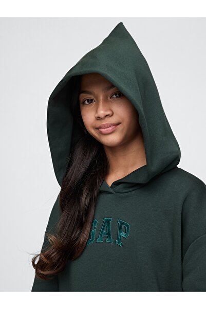 GAP Kız Çocuk Yeşil Wicked Gap Logo Vintage Soft Sweatshirt Elbise