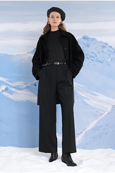 HEQA Black A-Line Coat