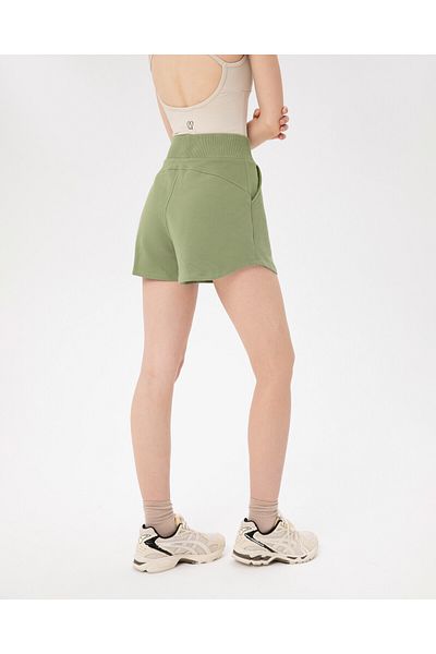 Ayma Active Light Green Elastic Waist Adjustable Sweatshirt Shorts