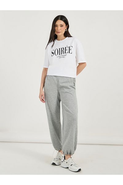 Styli Oversized Slogan Print Round Neck T-Shirt