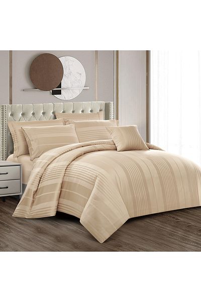 Donetella 300 Tc Cotton Blend Removable Bedding Comforter Set, 8 Pcs King Size Fits 240x260 Cm