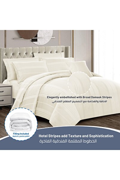 Donetella 300 Tc Cotton Blend Removable Bedding Comforter Set, 8 Pcs King Size Fits 240x260 Cm