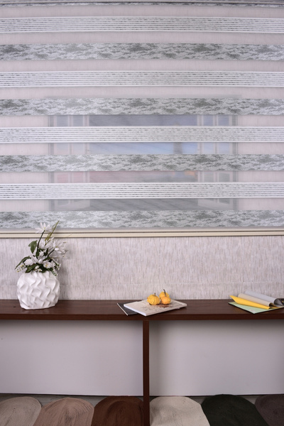 Setekshome Gri Düz-pliseli Etek Dilimsiz 10790-v11 Zebra Stor Güneşlik Perde