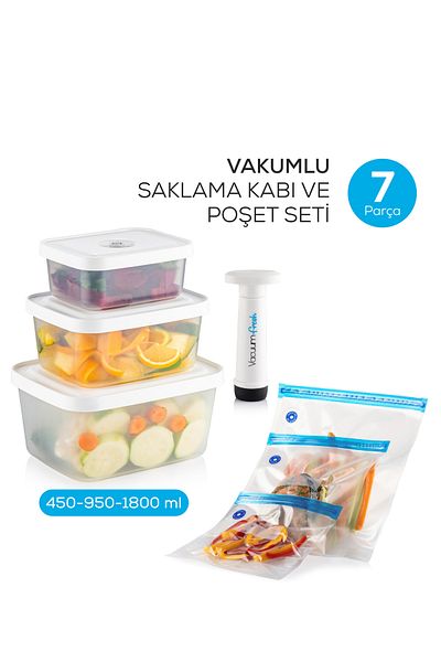 Vienev Vacuumfresh 7-Piece Vacuum Food Storage and Vacuum Bag Set